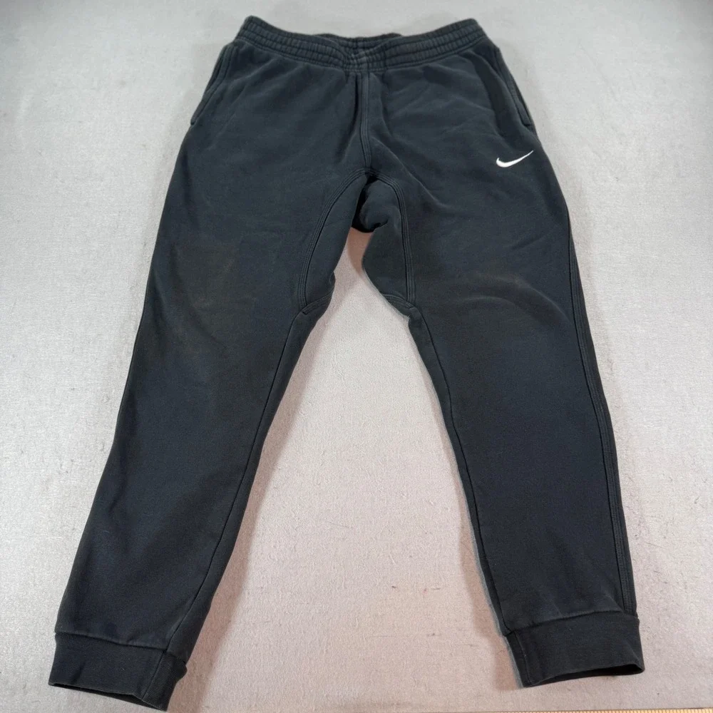 Nike Kids Fleece Jogger Sweatpants‎ Boys M Black Swoosh Snap Pocket